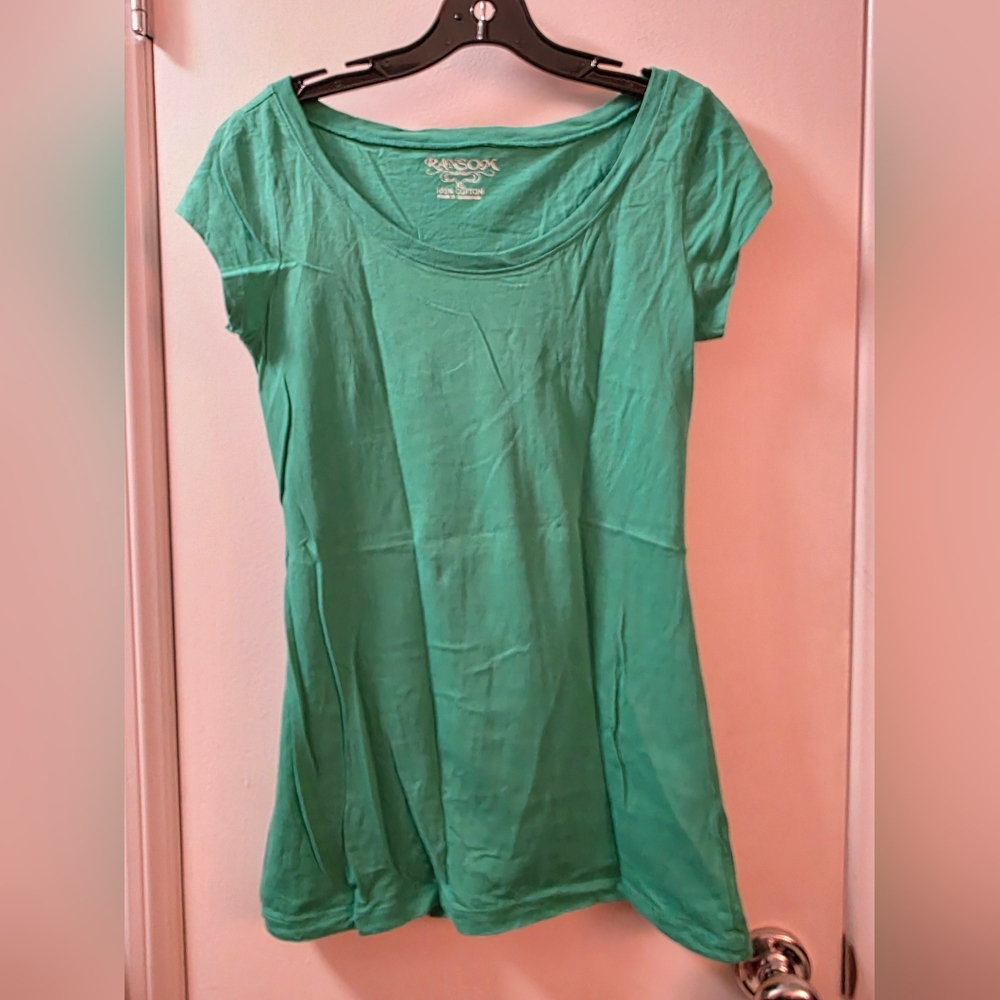 Ransom Green Scoop-Neck Short Sleeve Top